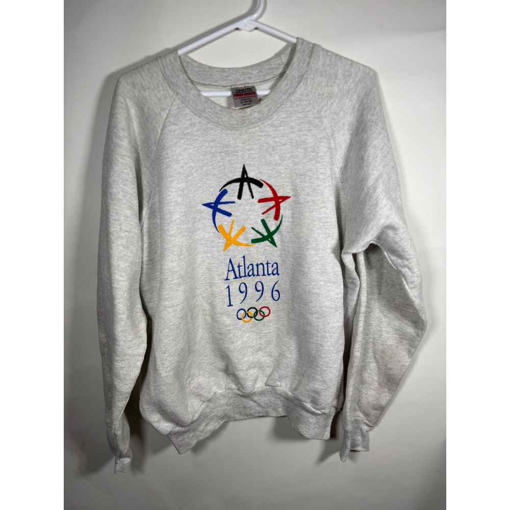 Vintage 1996 Atlanta Olympics Sweatshirt Gray XL Made in USA FLAWS